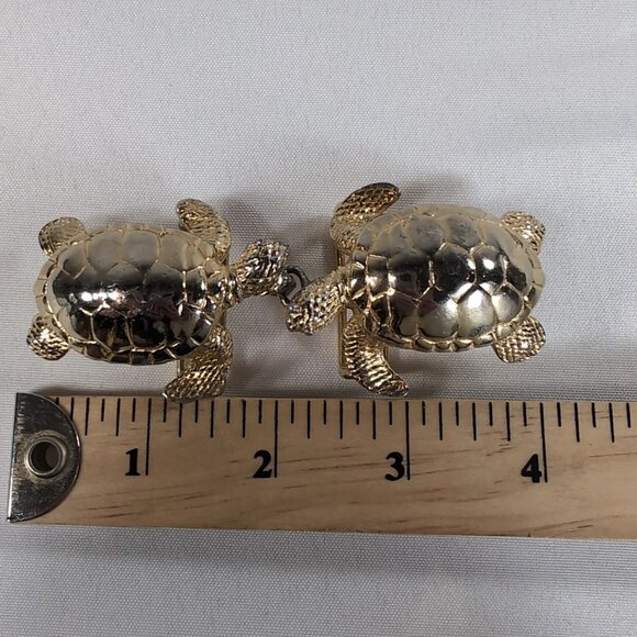 Gay Boyer Gold Turtle Belt Buckle Rope Ribbon Two Piece Sea Interlocking Vintage - Picture 15 of 16